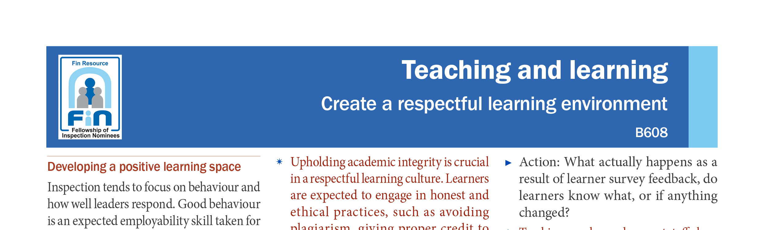 B608. Creating positive learning environments