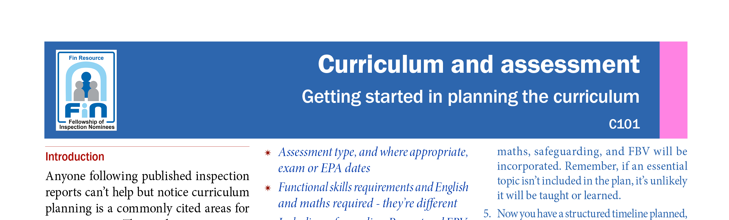 C101. Getting started in curriculum planning