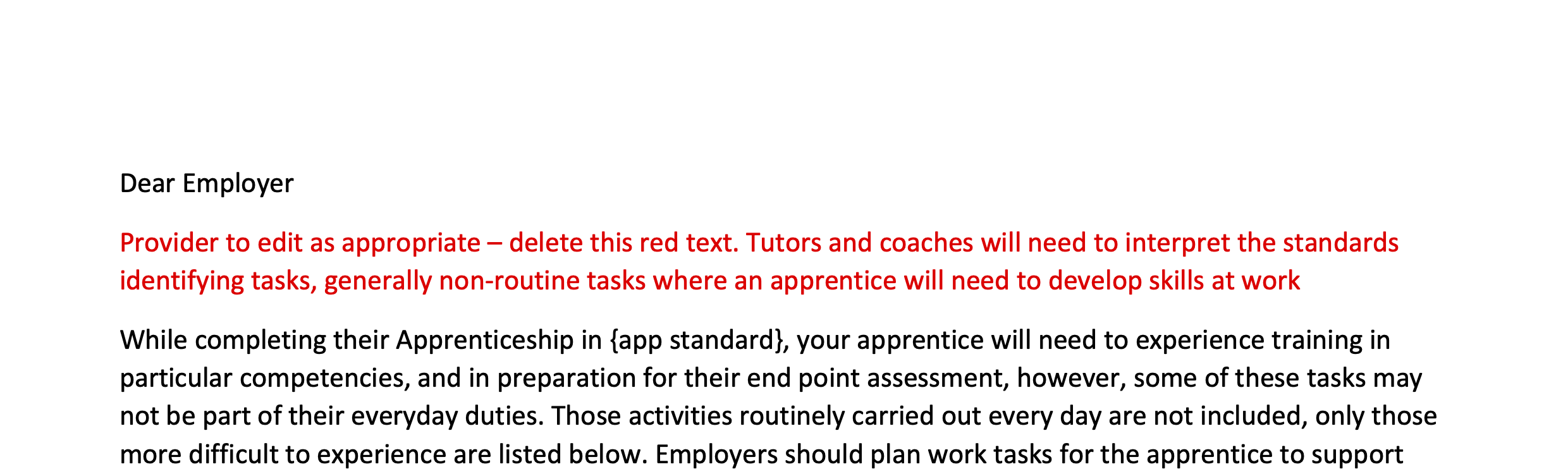 F200. Planning apprentice work activity