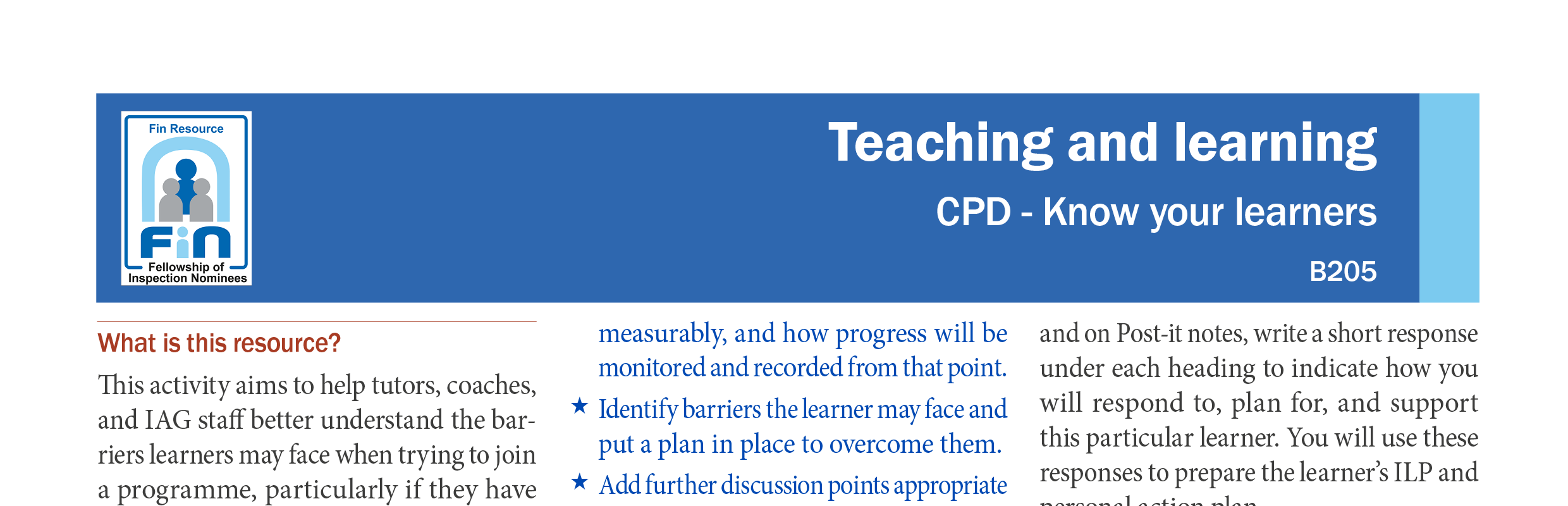 B205. Know your learners