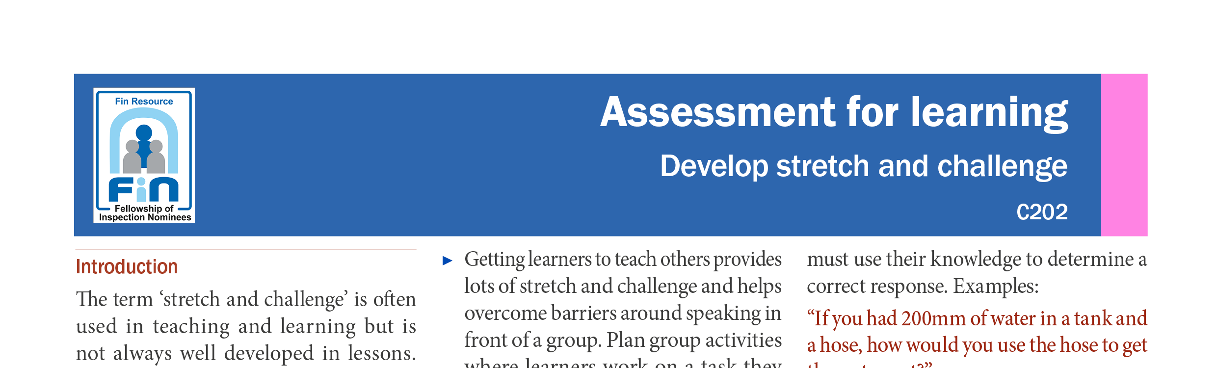 C202. Developing stretch and challenge