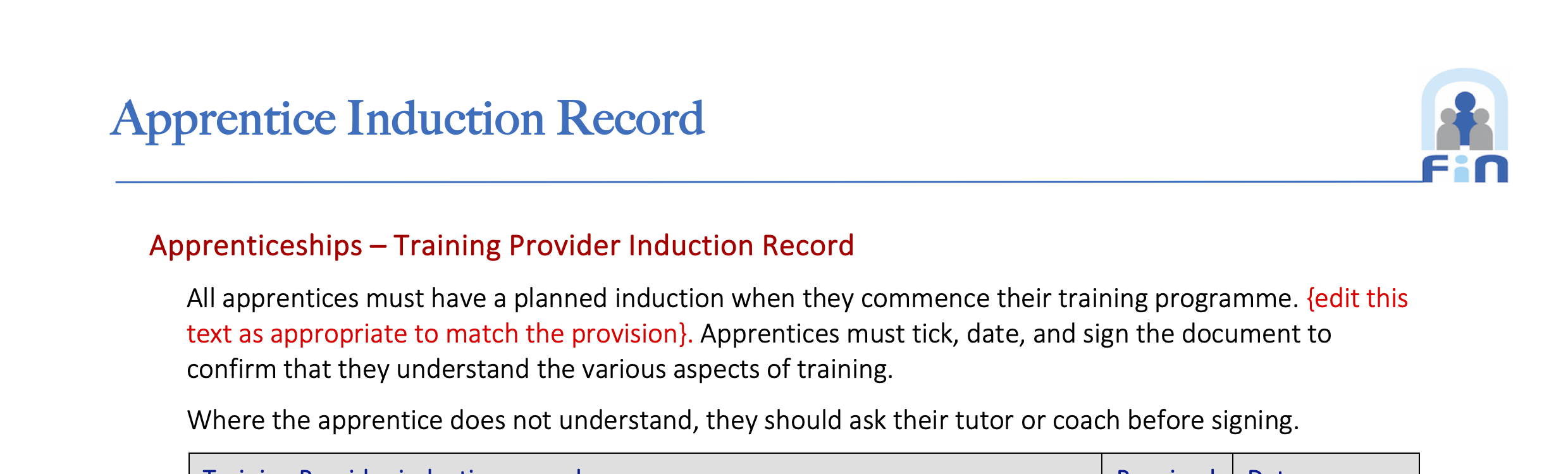 C302. Induction check and record