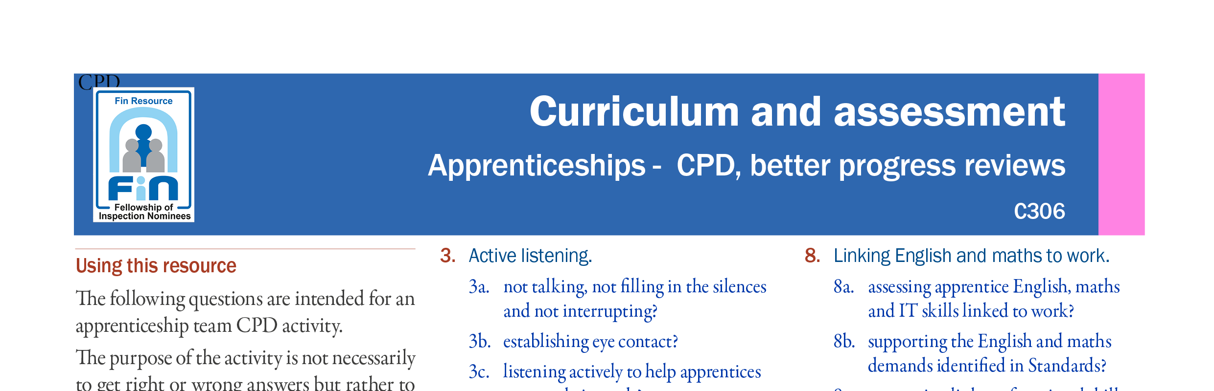 C306. CPD activity for better progress reviews