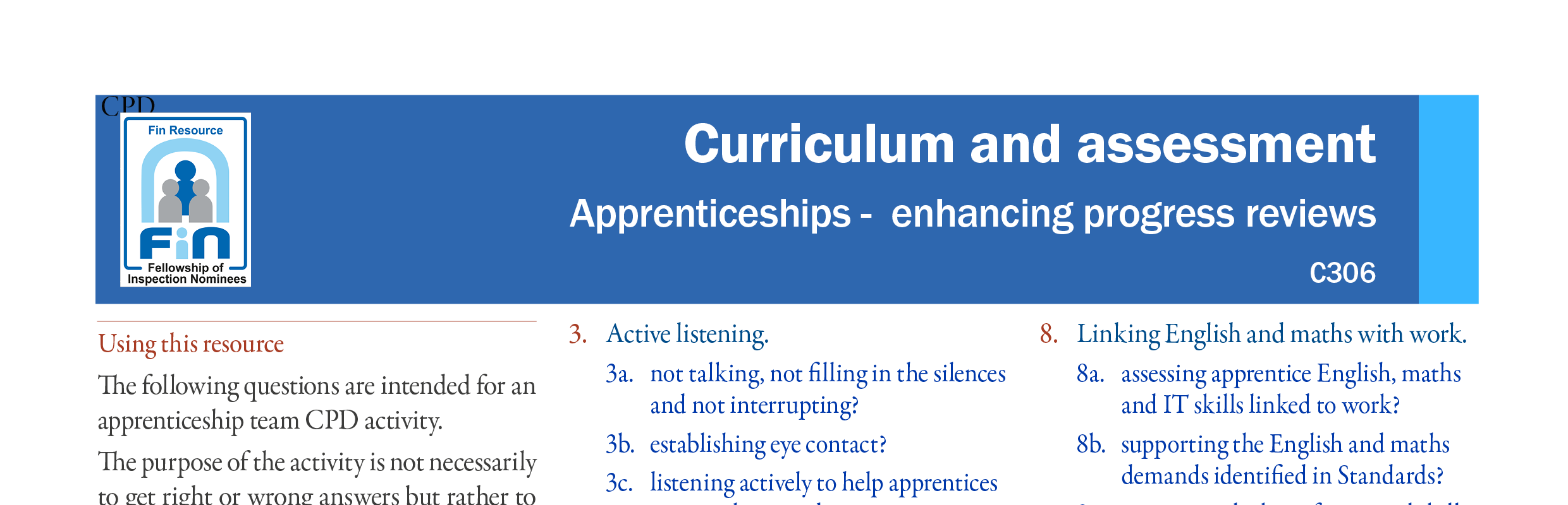 C306. CPD activity for better progress reviews