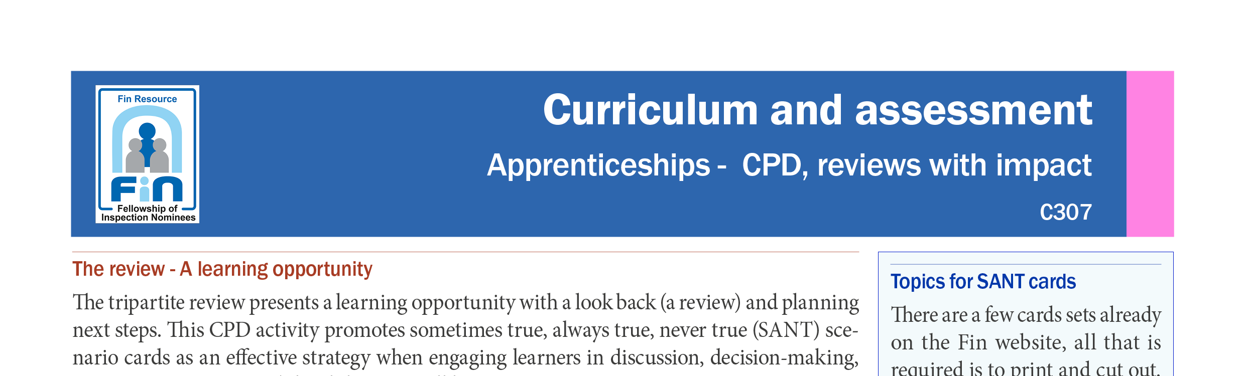 C307. CPD - Progress reviews with impact