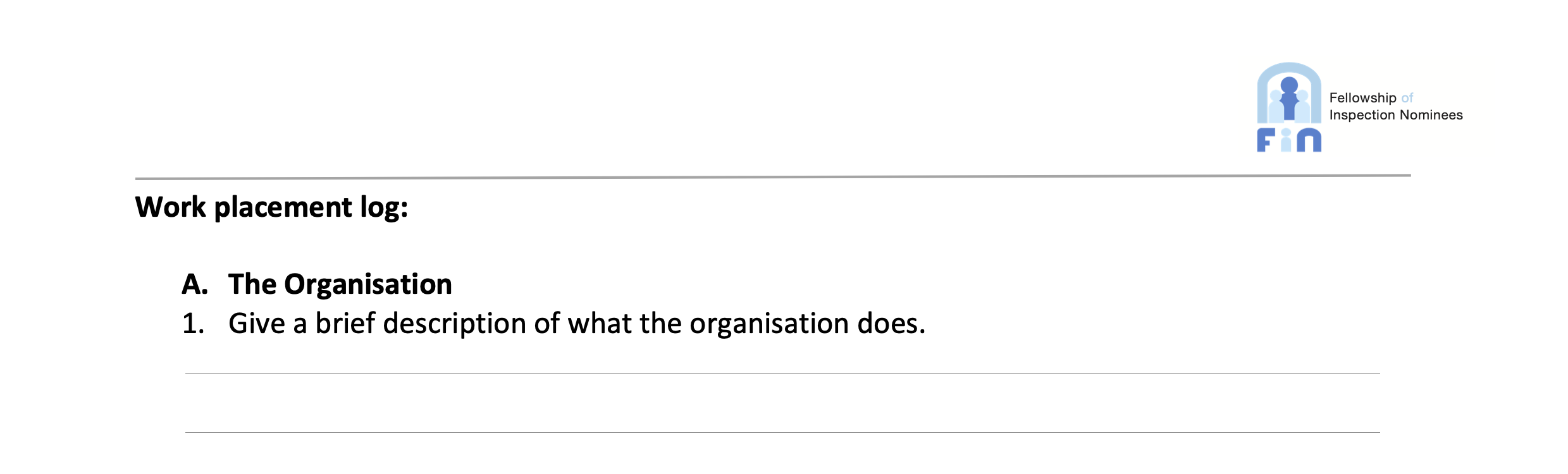 D301. Sample workplace logbook to complete. MS Word