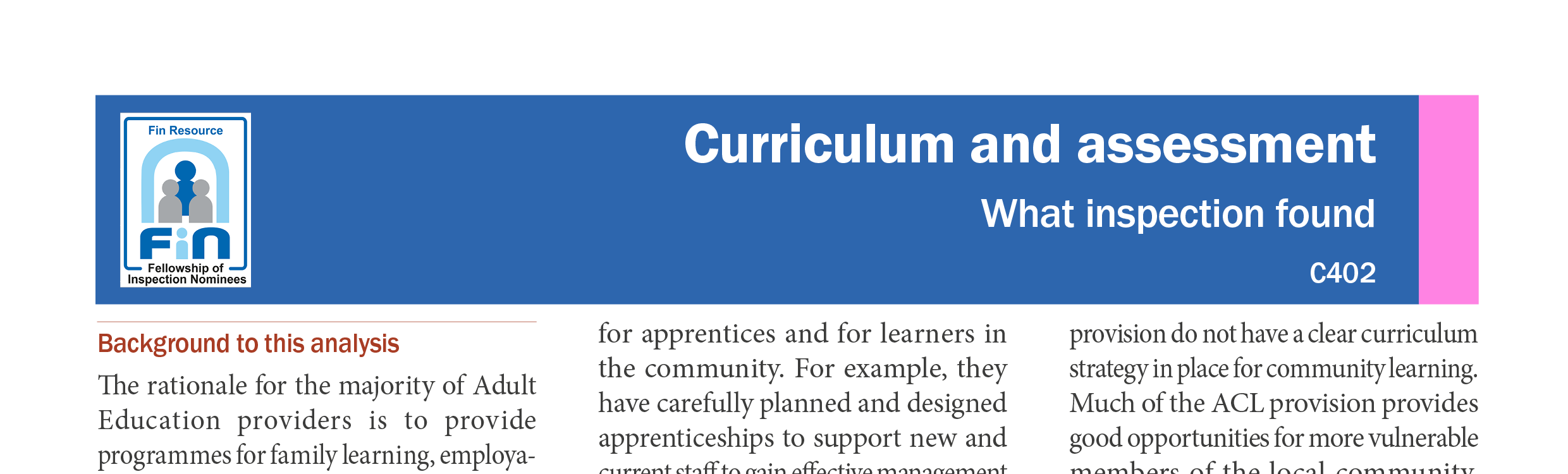 C402. Adult education in reports
