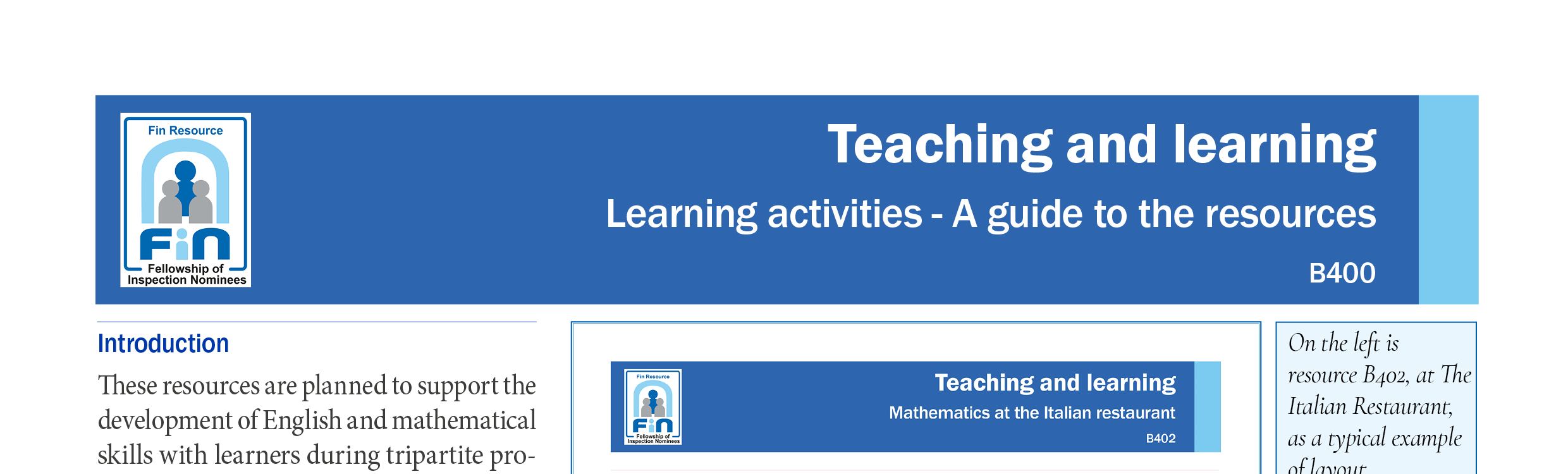 B400. A guide to learng activity resources