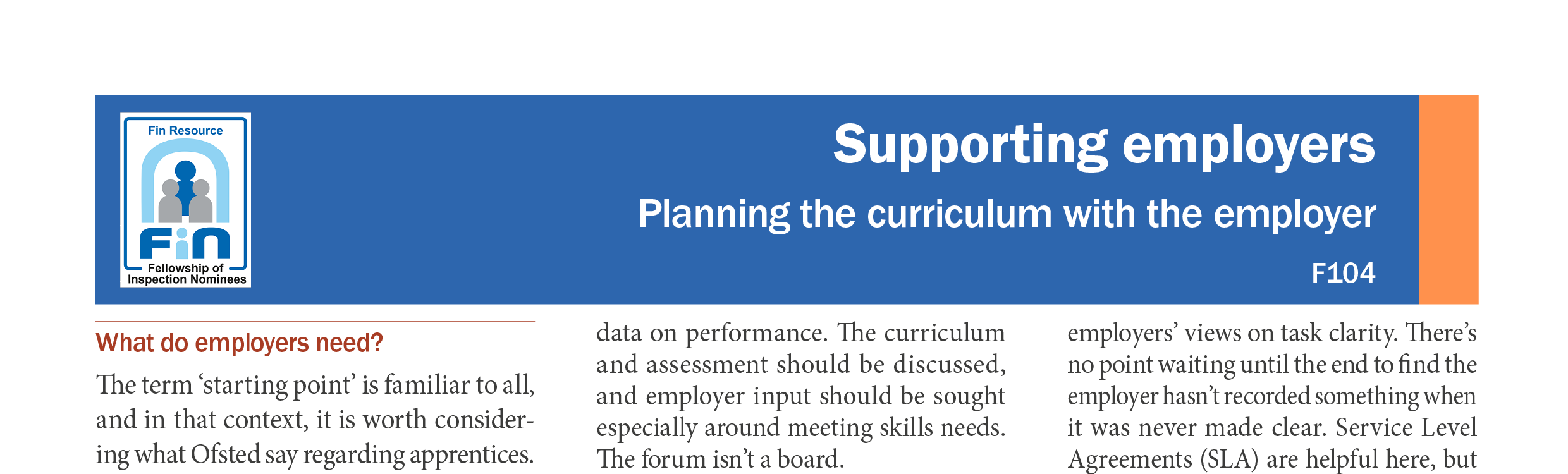 F104. Plan the curriculum with the employer