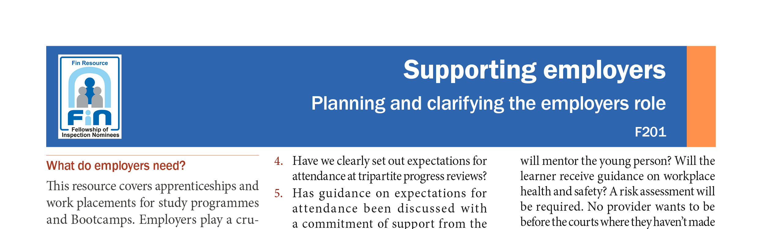 F201. Planning and clarifying the employers role