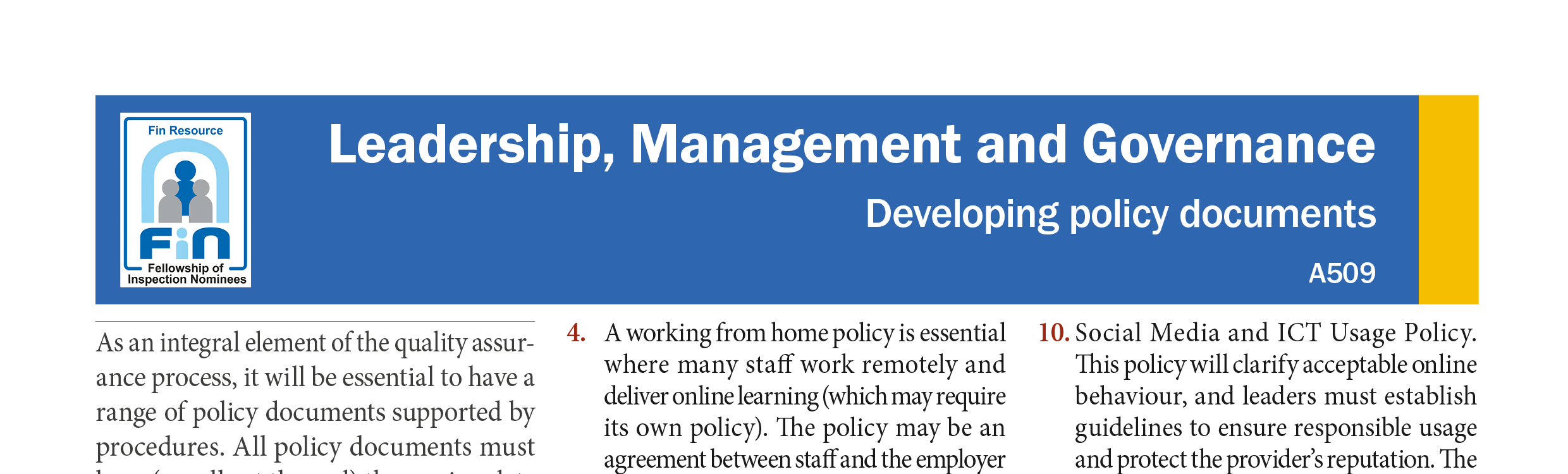 A509. Developing policy documents