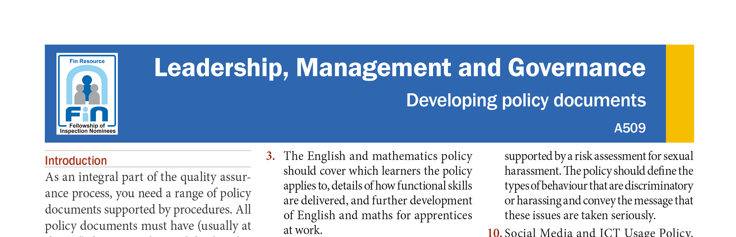 A509. Developing policy documents