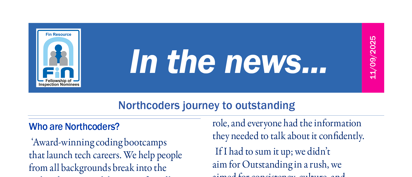 Northcoders journey to outstanding