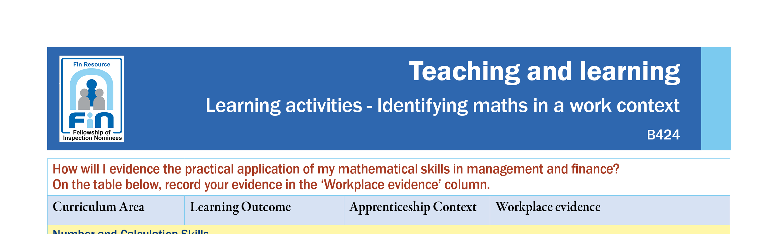 B424. Identify math in a work context