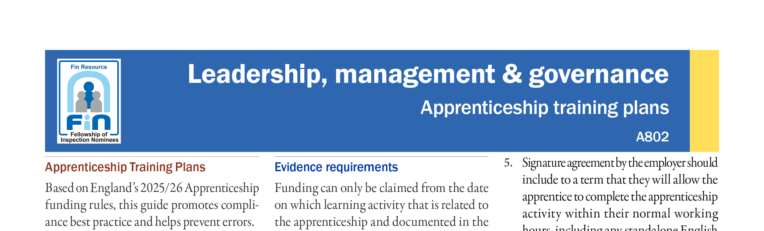A802. Funding Rules - Apprenticeship Training Plans