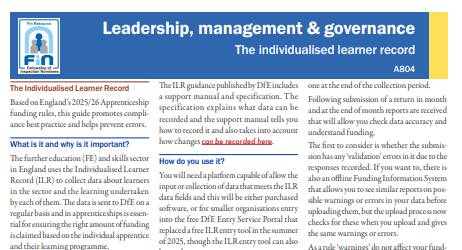 A804. Funding Rules - The ILR