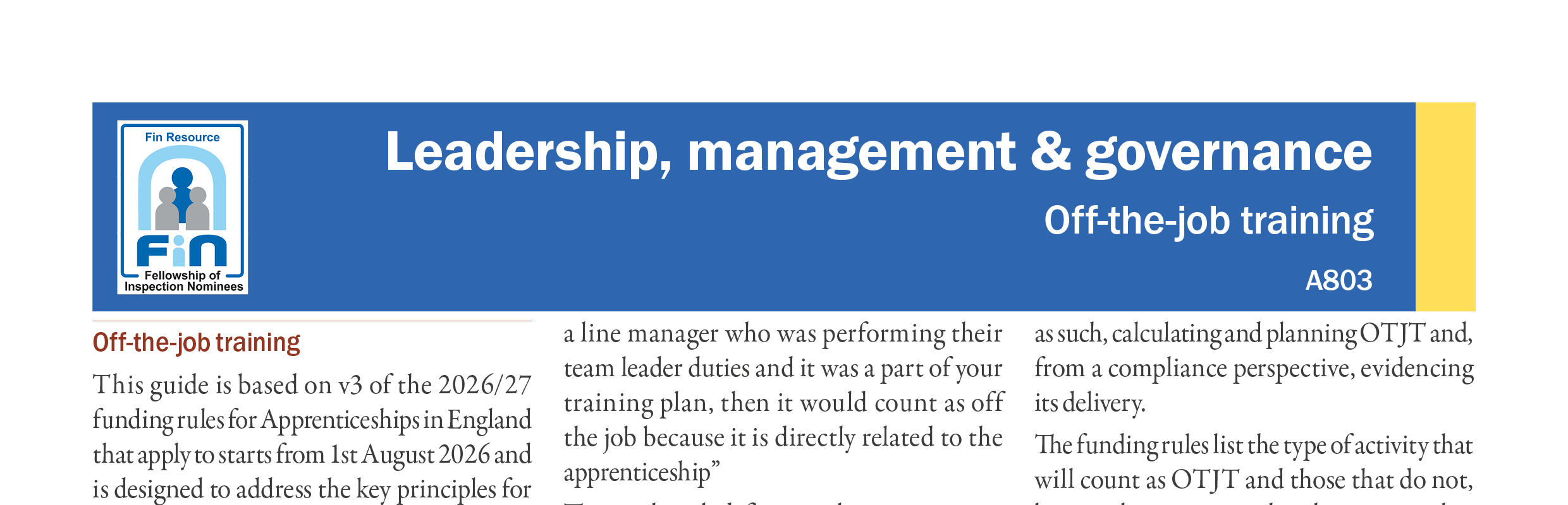 A803. Off-the-job Training