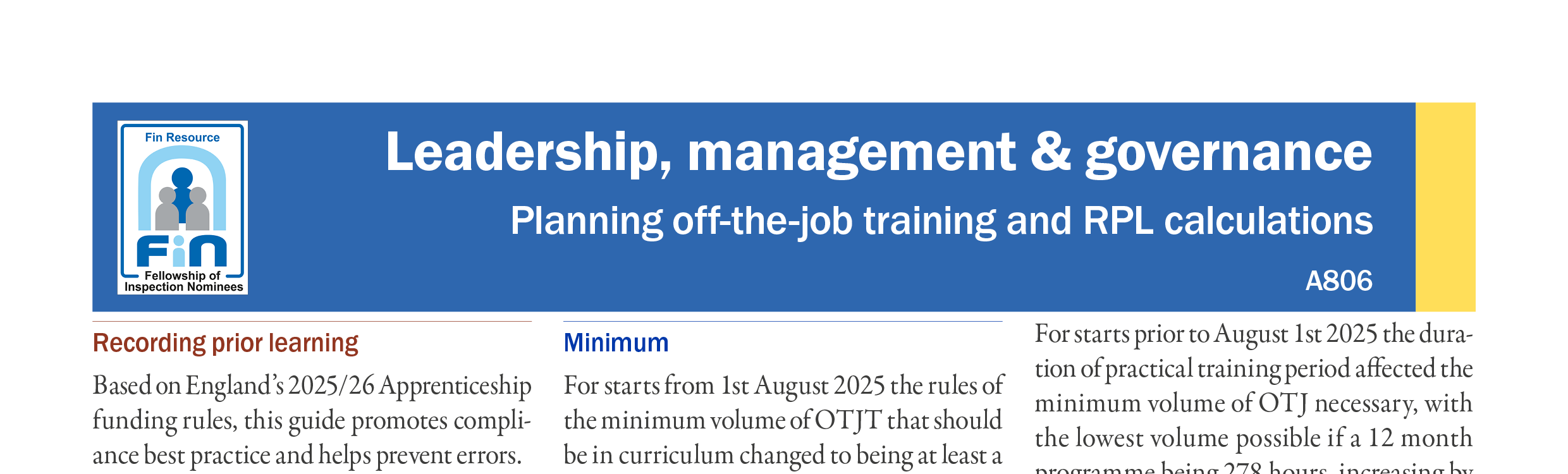 A806. Funding Rules - RPL calculations