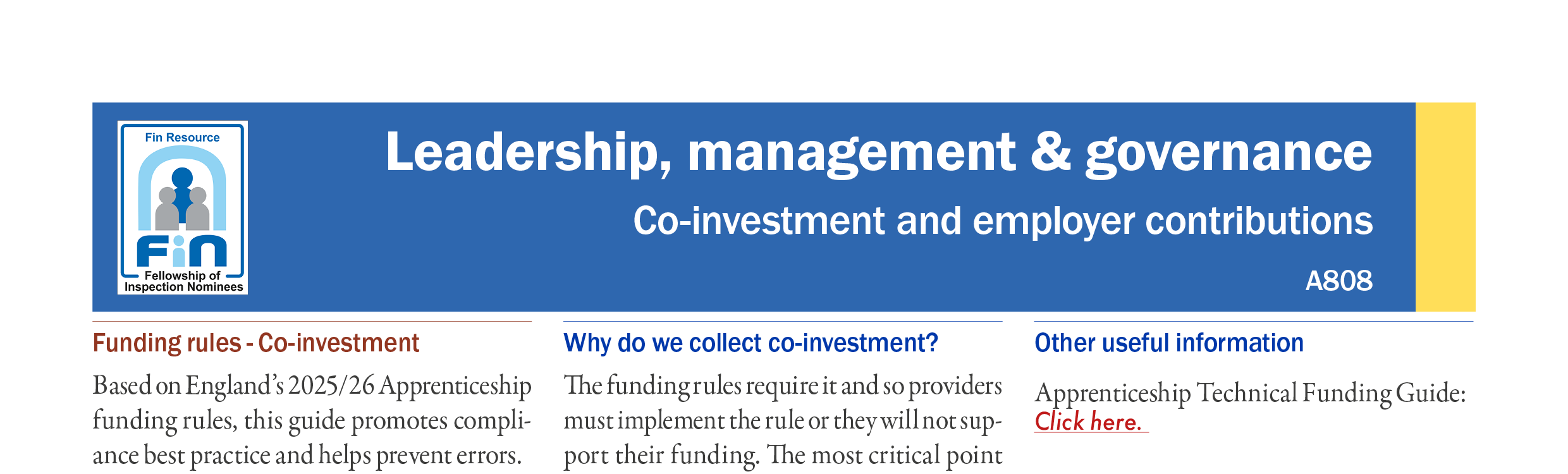 A808. Funding rules - Co-investment and employers