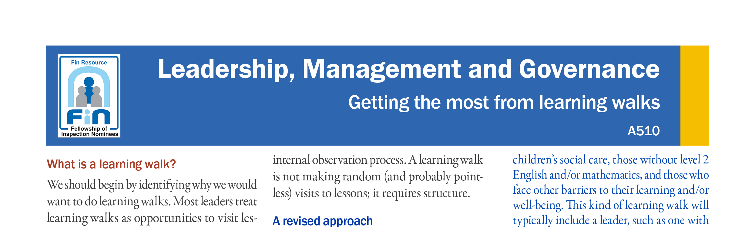 A510. Getting more from learning walks