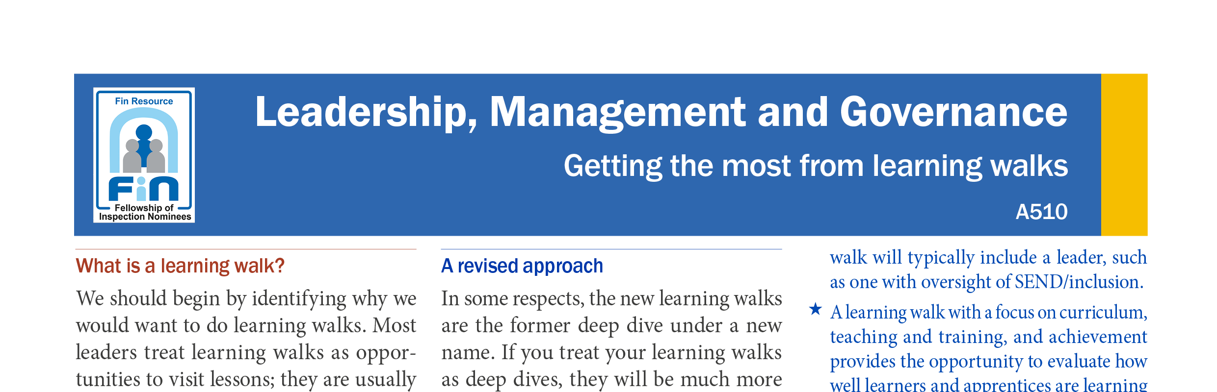 A510. Getting more from learning walks