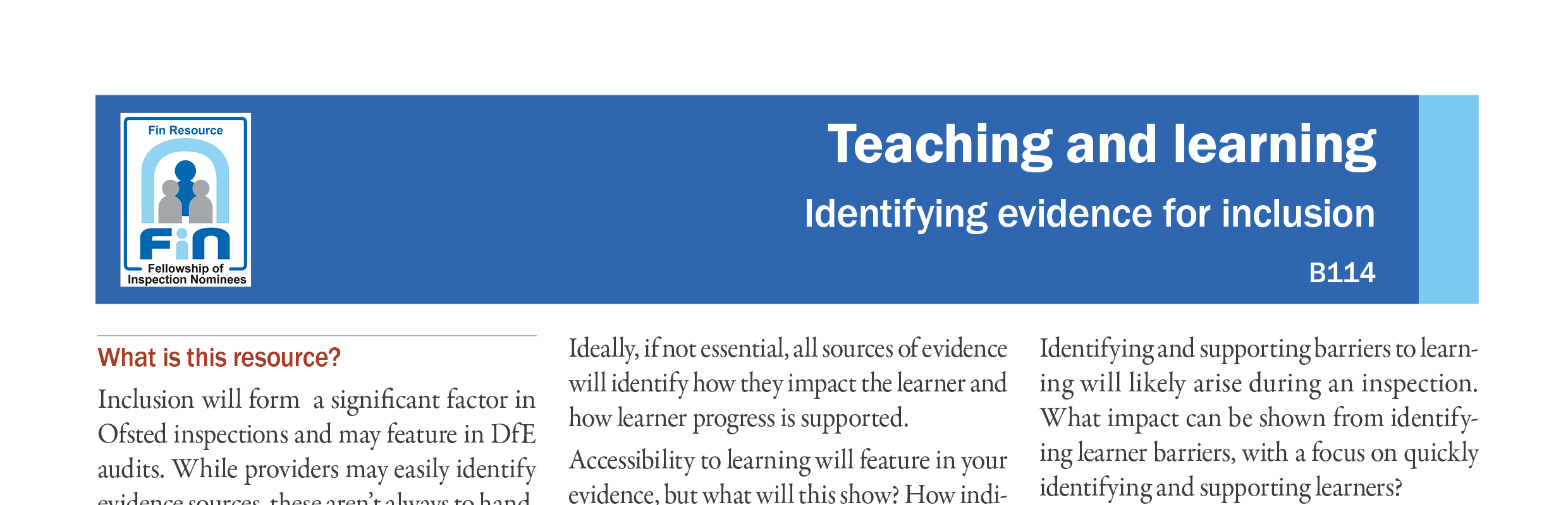 B114. Evidence sources for inclusion
