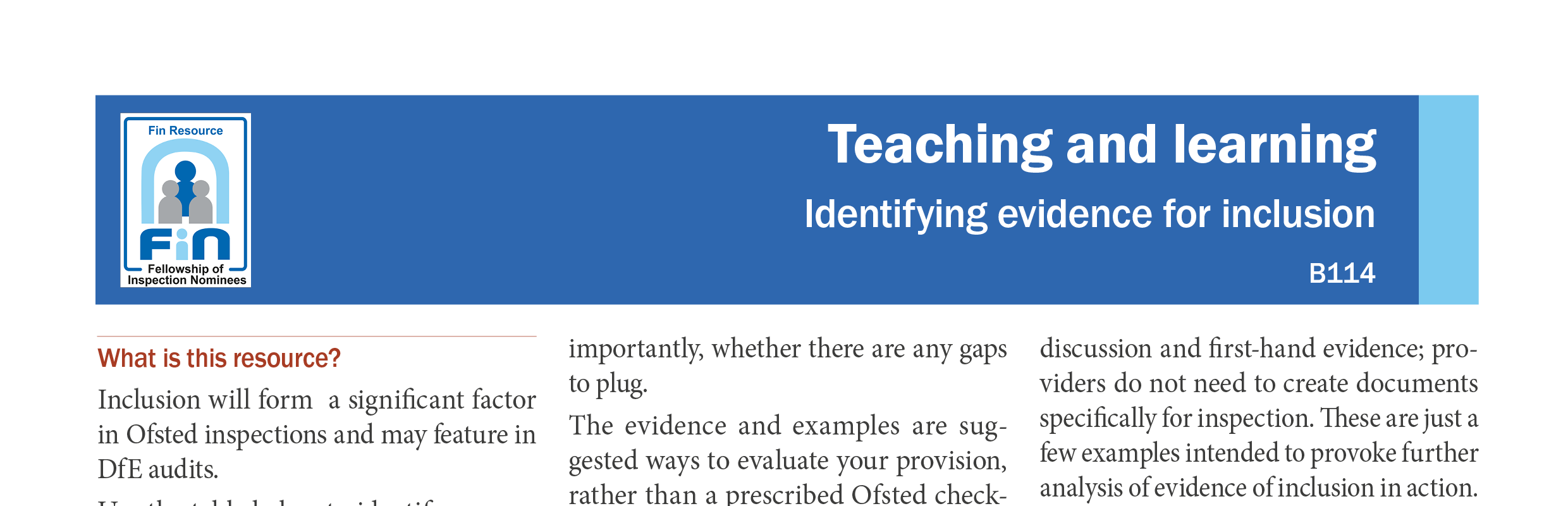 B114. Evidence sources for inclusion