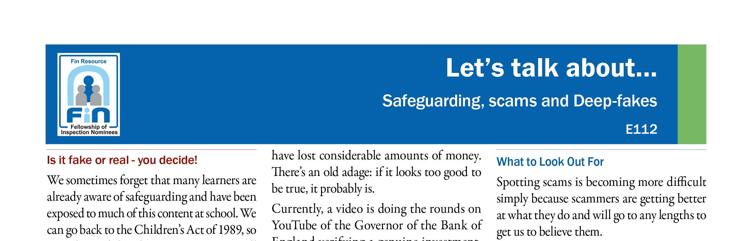 E112 Safeguarding scams and deepfakes