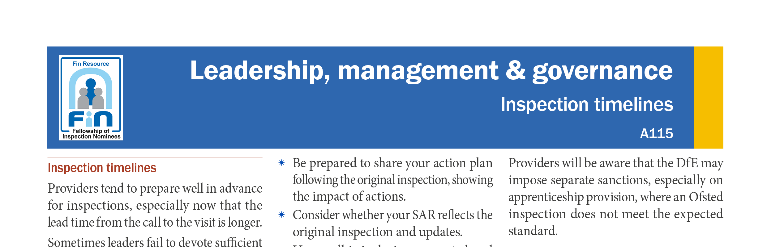 A115. Post-inspection and timelines