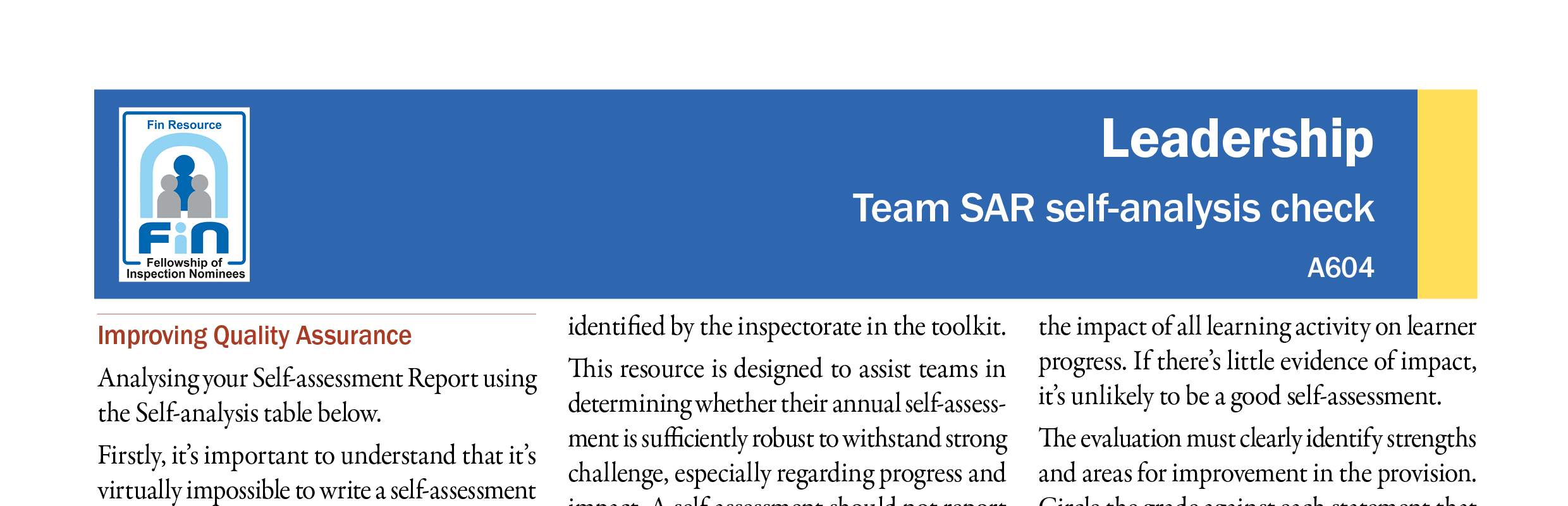A604. Team SAR self-analysis