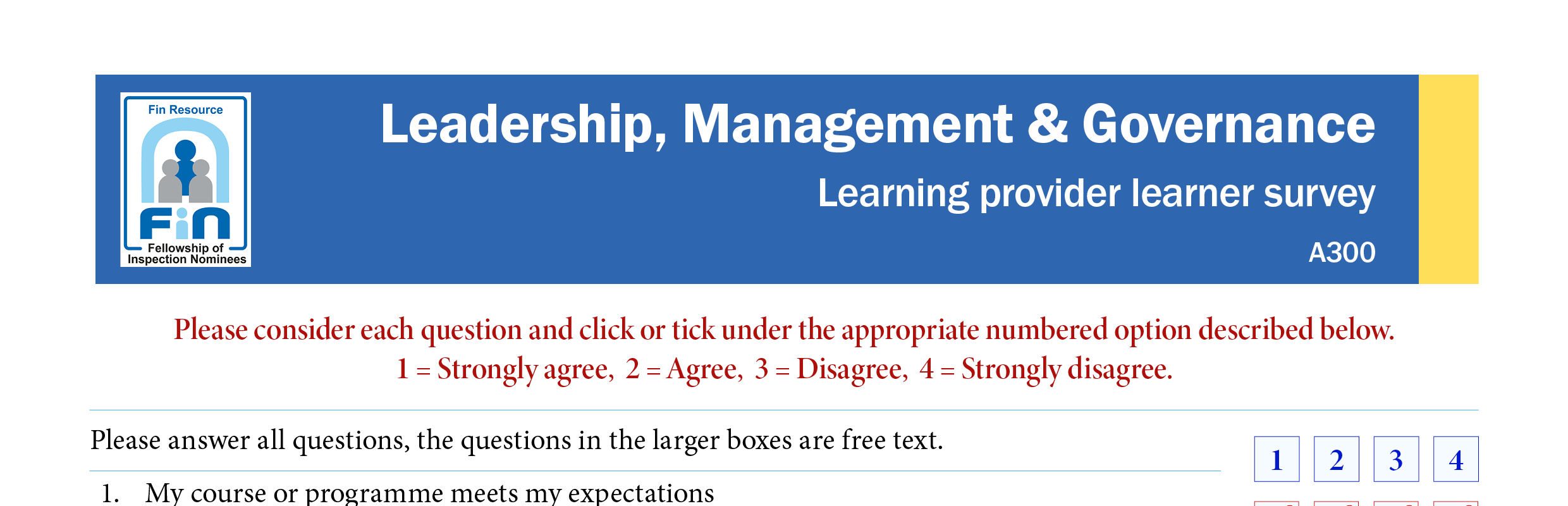 A300. Learning provider learner survey